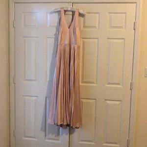 Pink long dress satiny silk